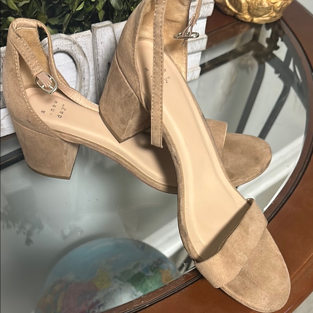 A New Day Tan Heeled Sandals with Block Heel